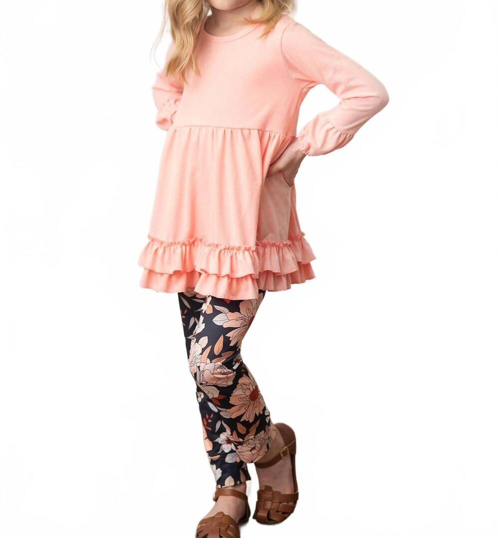NEW ADORABLE SWEETNESS kid's ruffle top & floral pant set in black